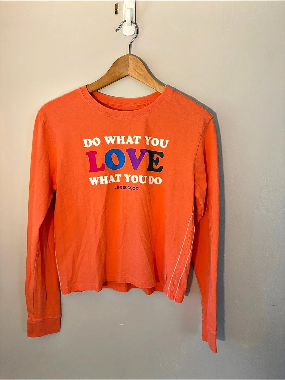 Life Is Good Graphic Long Sleeve Top Orange XS